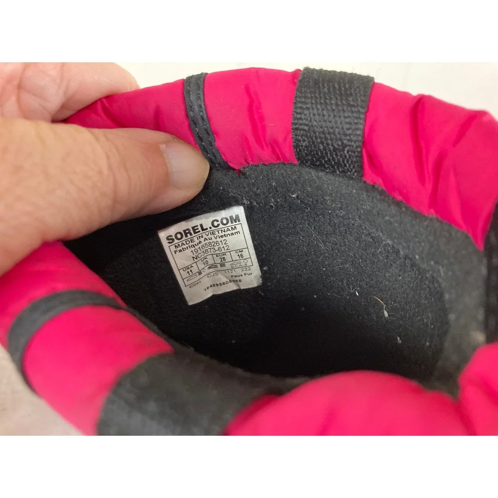Sorel Whitney II Puffy Mid Kids Girls Sz 11 Waterproof Insulated Snow Boots